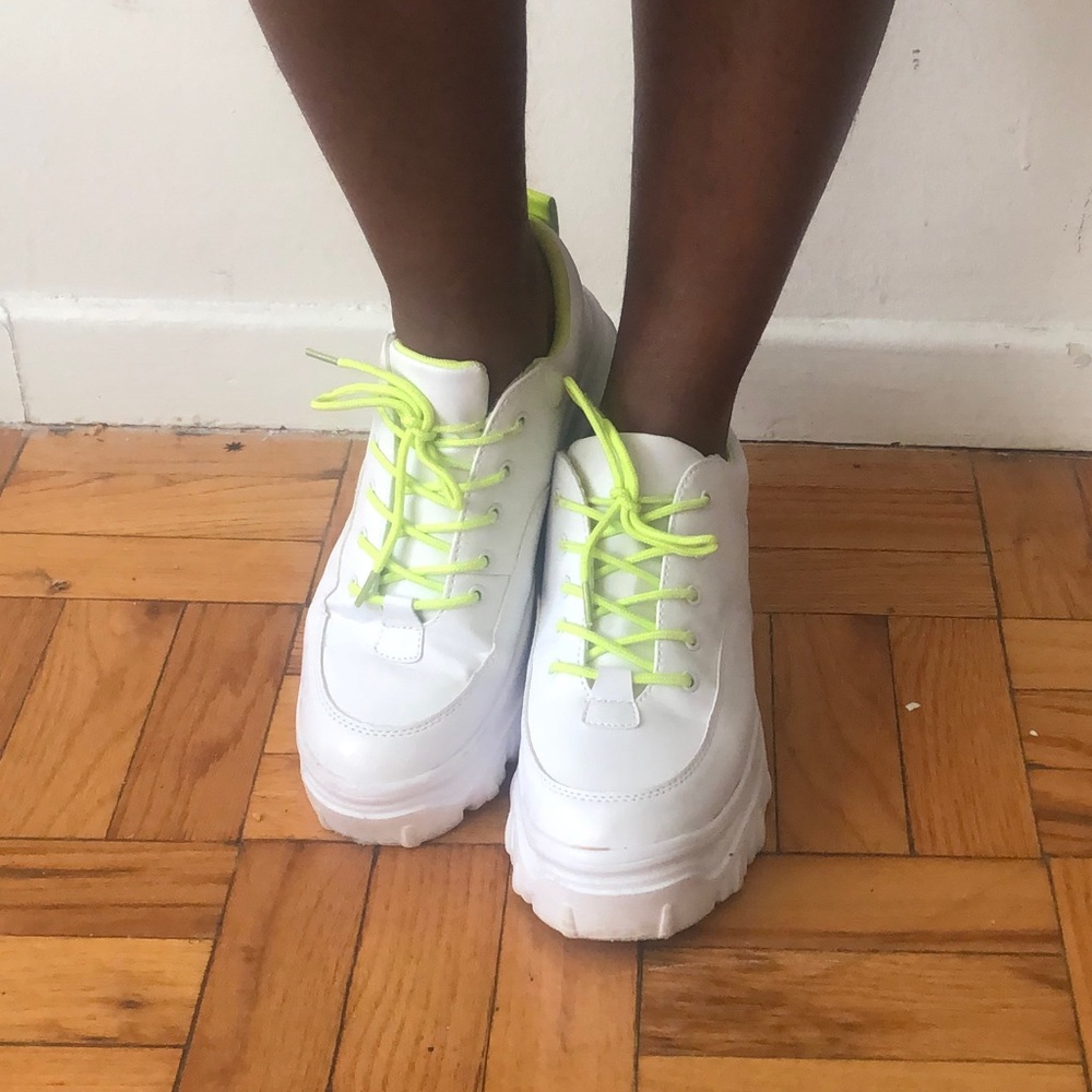 Neon green sneakers